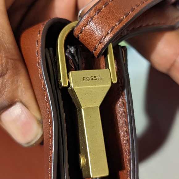 Fossil rare design brown leather shoulder bag - Picture 7 of 8